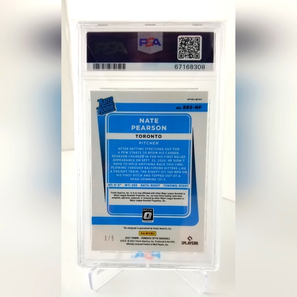 2021 Donruss Optic Nate Pearson RC Auto Green 1/5 # RRS-NP - PSA 10 GEM MINT - Picture 2 of 3